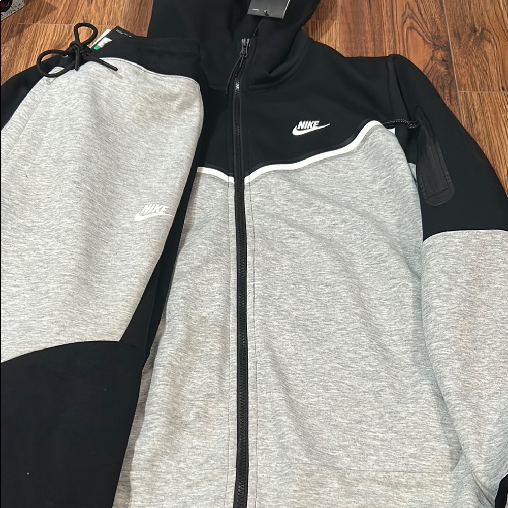 Nike Black and Gray Zip-Up Tracksuit